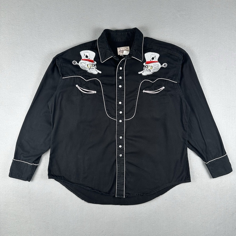 Rockmount Ranch Wear Pearl Snap Shirt Men's XL Skull Dice Rockabilly Western